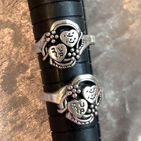 Vintage Matching Rings couples BFFs silver plated - Picture 9 of 14